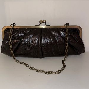 Chinese Laundry clutch evening bag with chain strap in faux brown leather